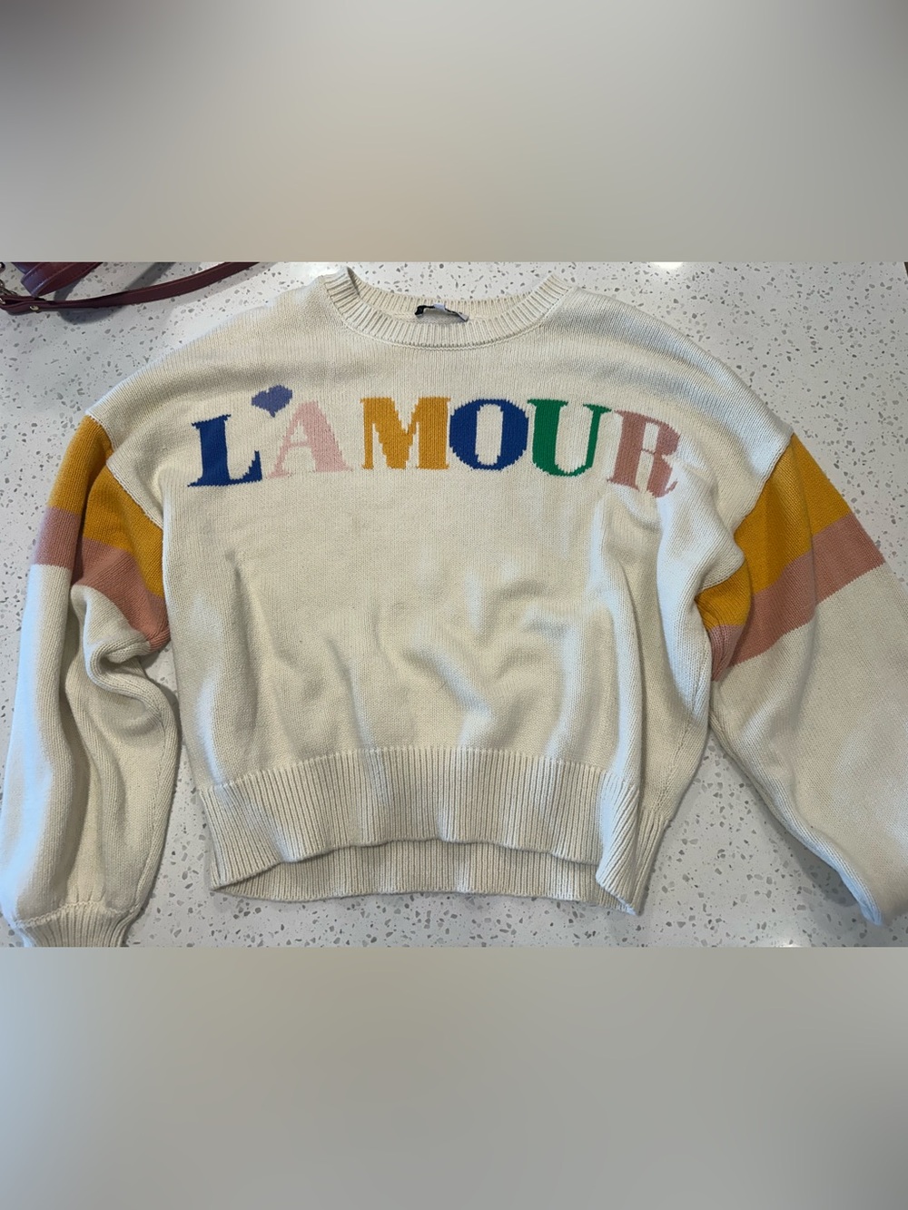Cream 'L'AMOUR' Graphic Knit Sweater - Multicolor Lettering brand CHASER